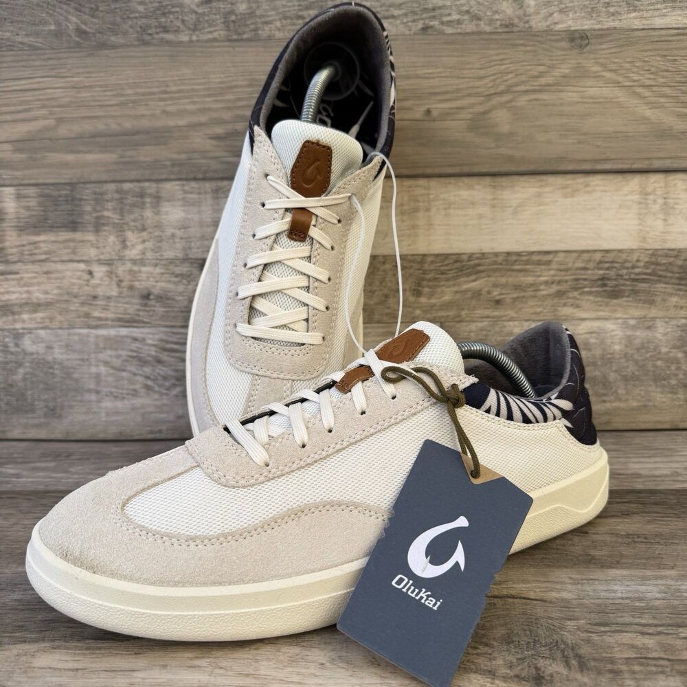 OluKai Punini Mens Size 11 Off White Aloha Hawaiian Sneakers New With Tags